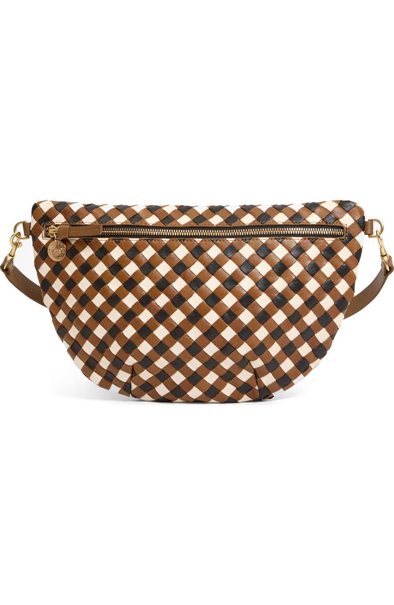 Clare V. Grande Woven Leather Belt Bag, Main, color, Oat Multi