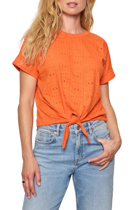 All Day Eyelet Tie Hem T-Shirt