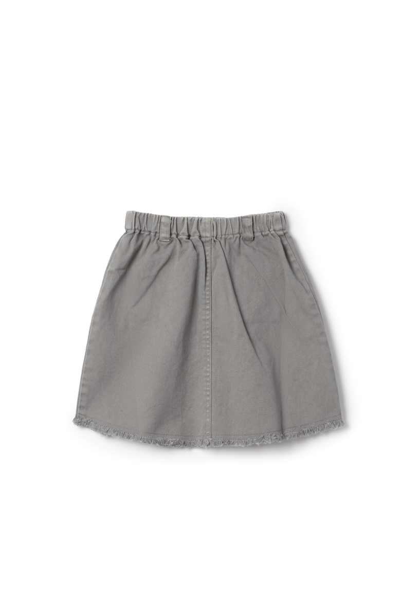 Charlotte & George Woven Denim Scallop Skirt, Main, color, Grey