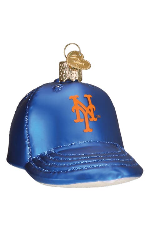Mets Baseball Cap Glass Ornament