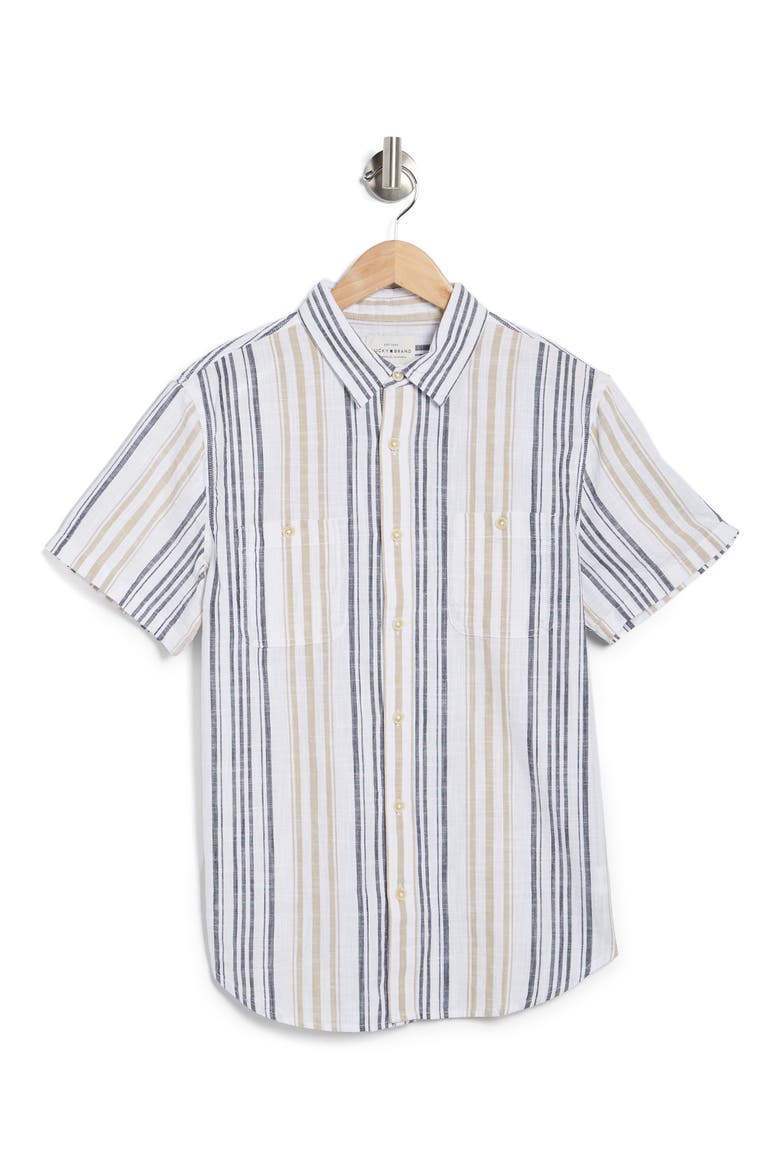 Mason Short Sleeve Workwear Button-Up Shirt, Alternate, color, NATURAL MULTI