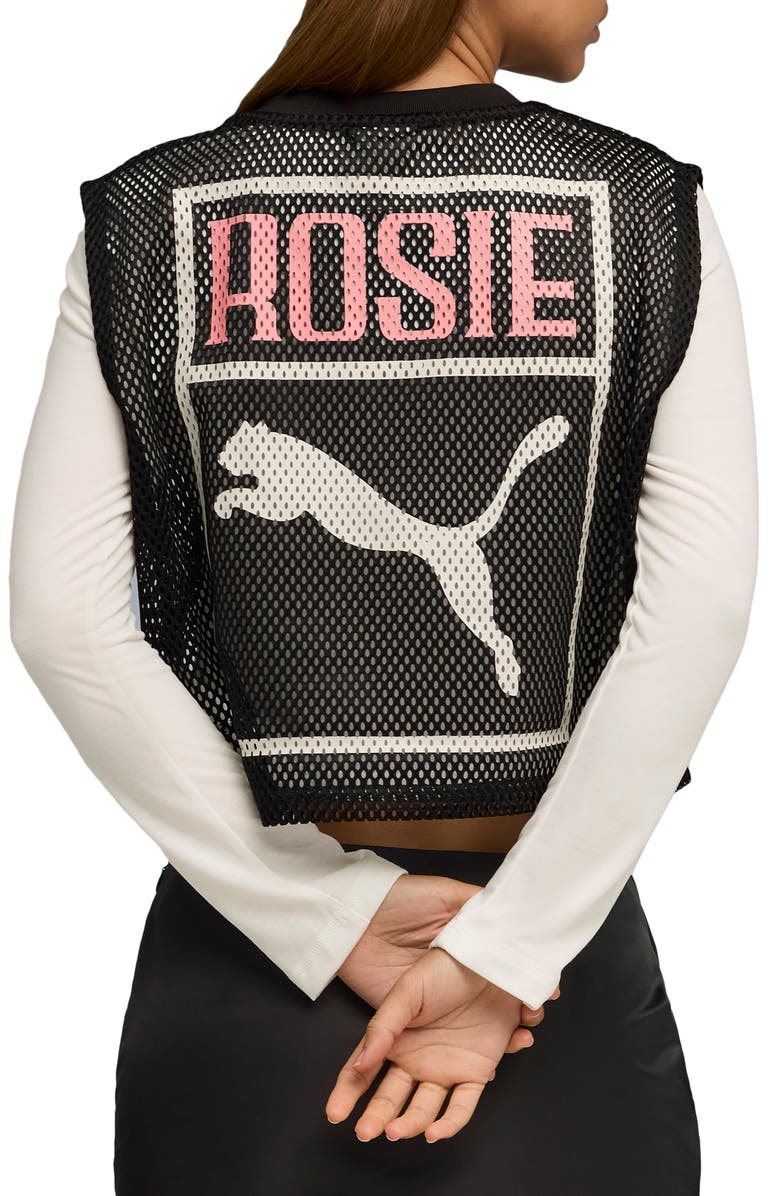 PUMA x Rosé Sleeveless Mesh Jersey, Alternate, color, Puma Black