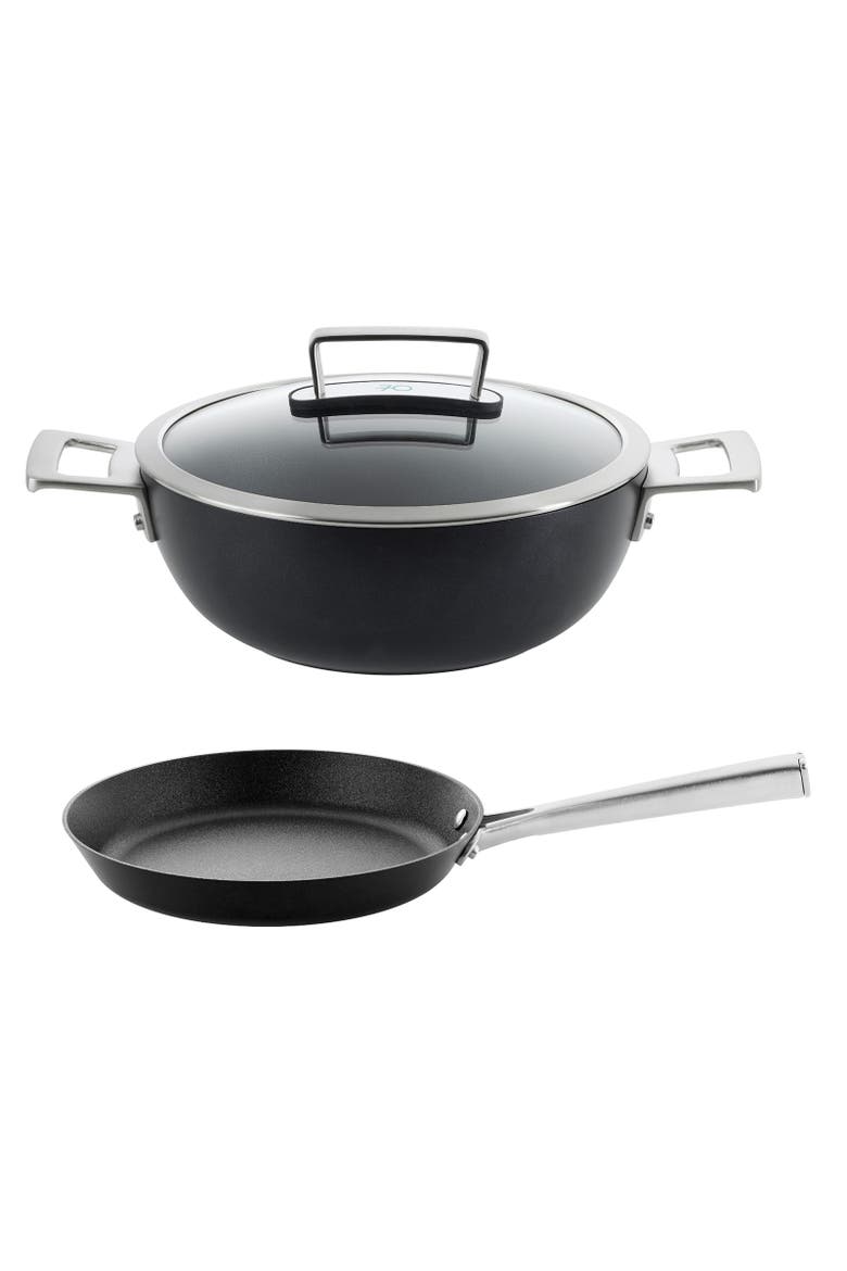 70th Anniversary 3 Piece Cookware Set with Braiser & 10.25-Inch Skillet, Main, color, Black