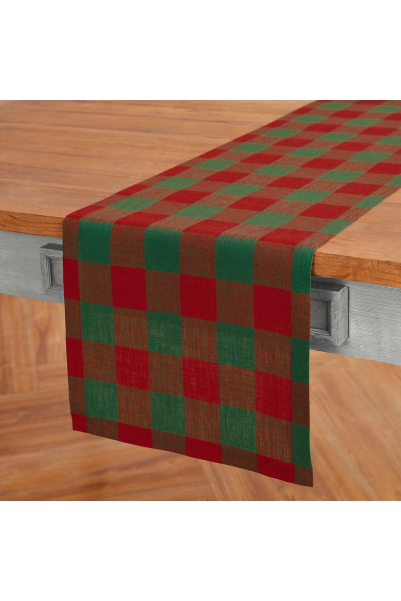 Linen Table Runner - Buffalo Check, Main, color, Red and Green