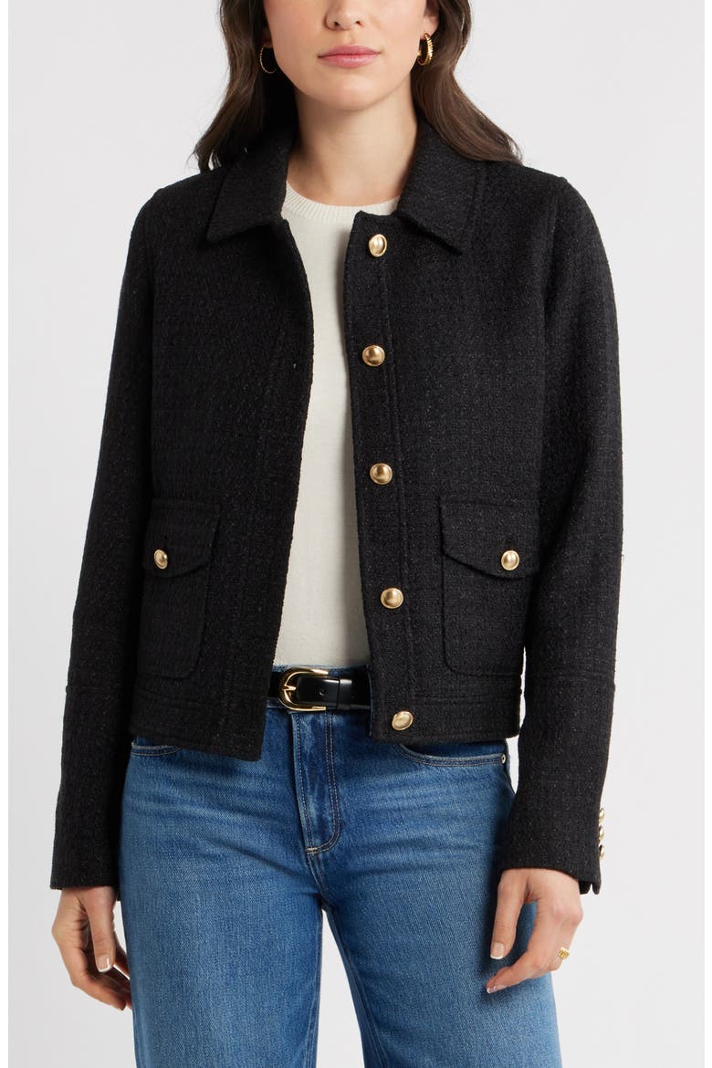 Tweed Jacket, Main, color, BLACK