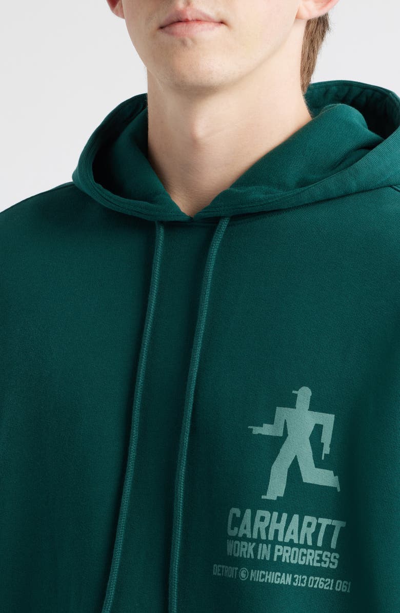 Carhartt Work In Progress Distance Cotton Graphic Hoodie, Alternate, color, Dark Fir