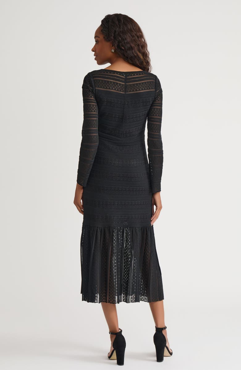 Misook Fit & Flare Lined Sheer Lace Soft Knit Maxi Dress, Alternate, color, 