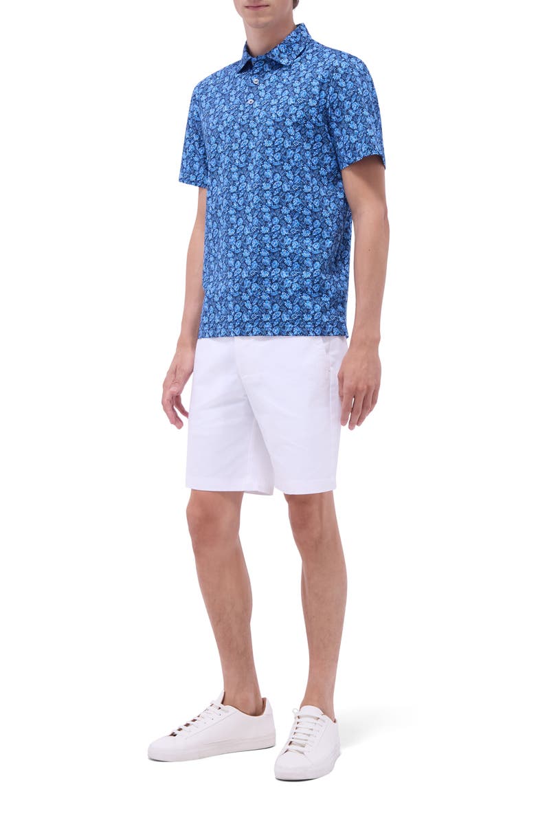 Bugatchi Vincent OoohCotton<sup>®</sup> Leaf Print Polo, Alternate, color, Night Blue