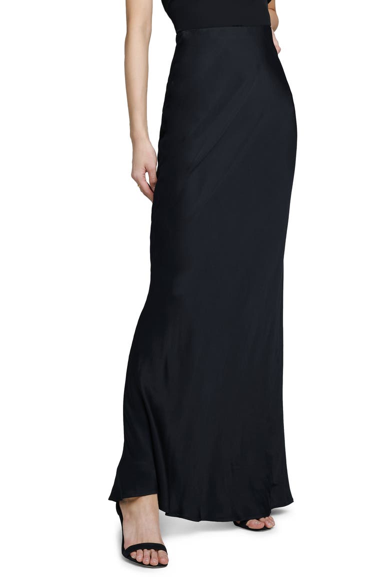 Zeta Satin Maxi Skirt, Alternate, color, BLACK