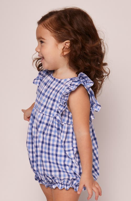 Shop Petite Plume Gingham Check Bubble Romper In Blue