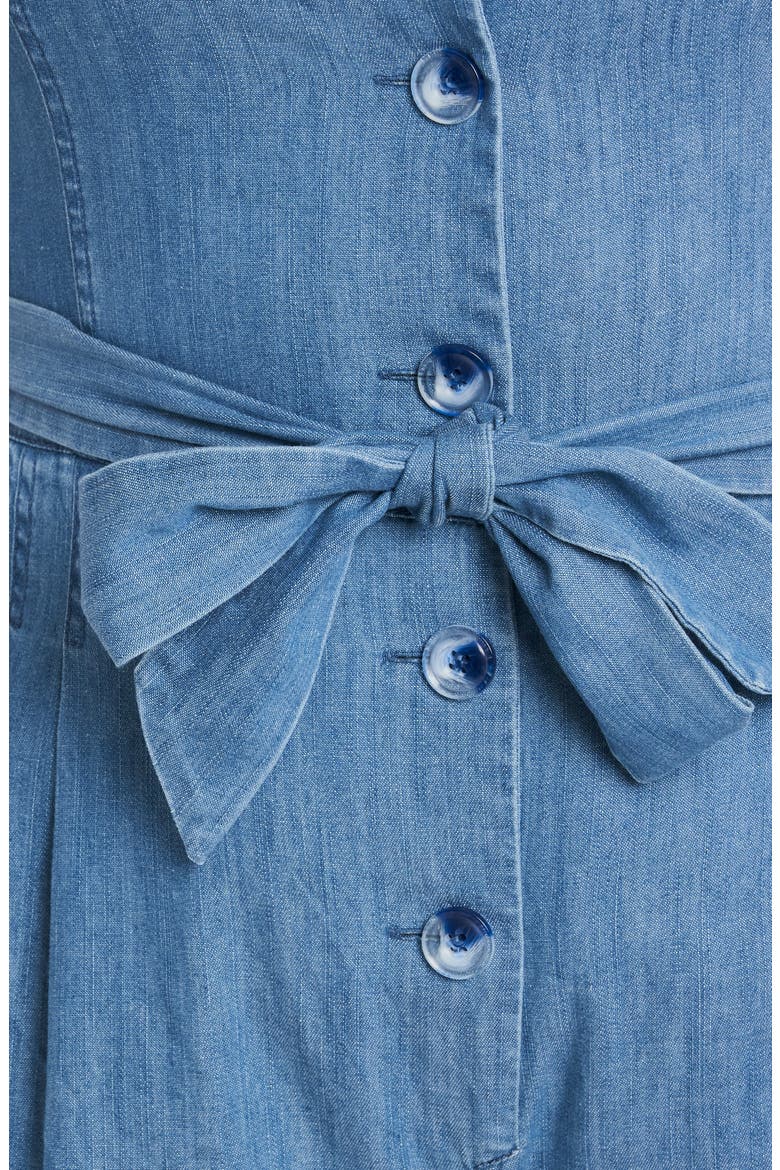 Belted Button Front Chambray Jumpsuit, Alternate, color, BERMUDA BLUE