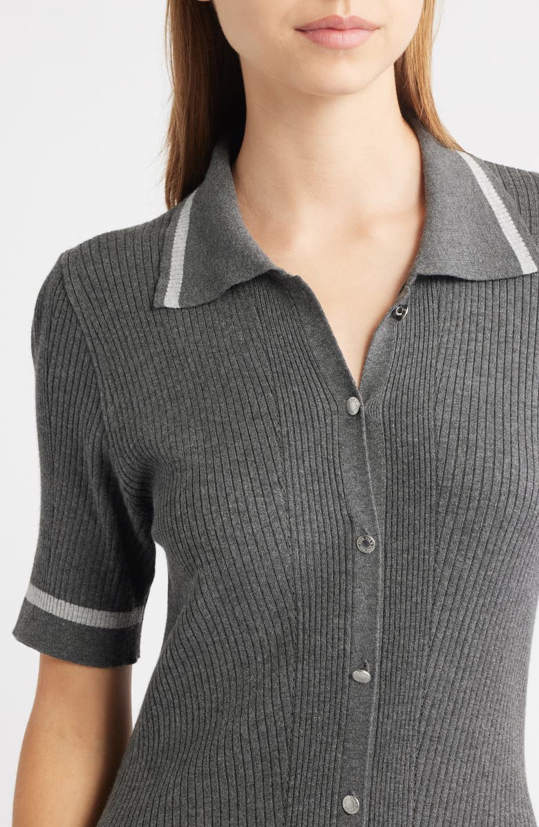 rag & bone Kassy Tipped Polo Midi Dress, Alternate, color, Charcoal