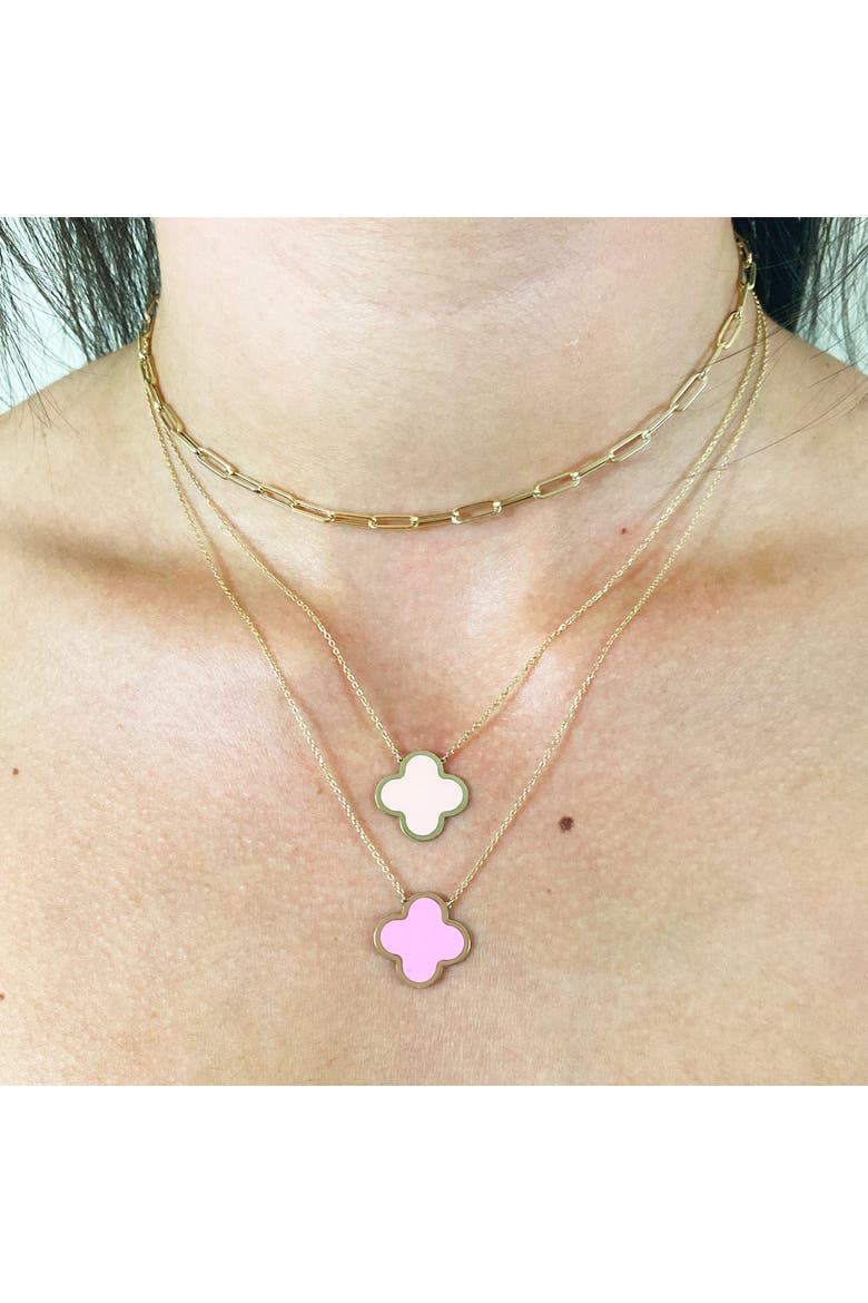 Extra Large Bubblegum Pink Single Clover Necklace, Alternate, color, Bubblegum Pink