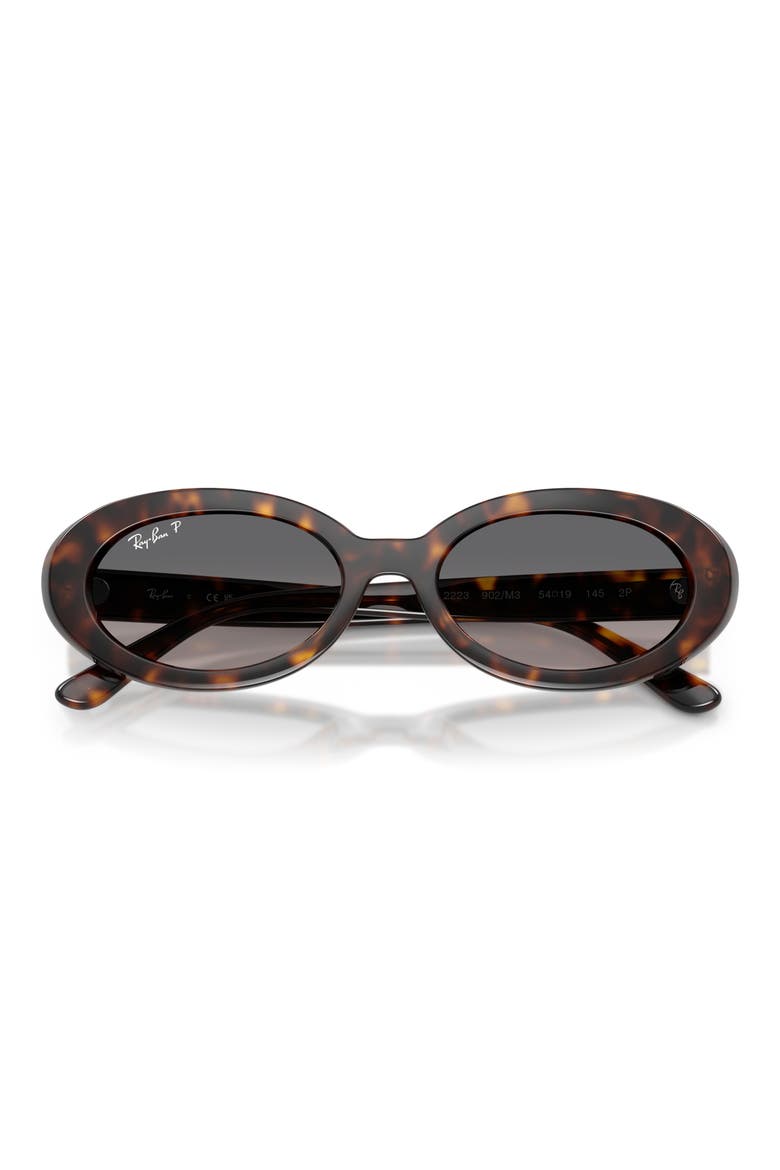 54mm Gradient Polarized Oval Sunglasses, Alternate, color, HAVANA / GREY GRADIENT POLAR