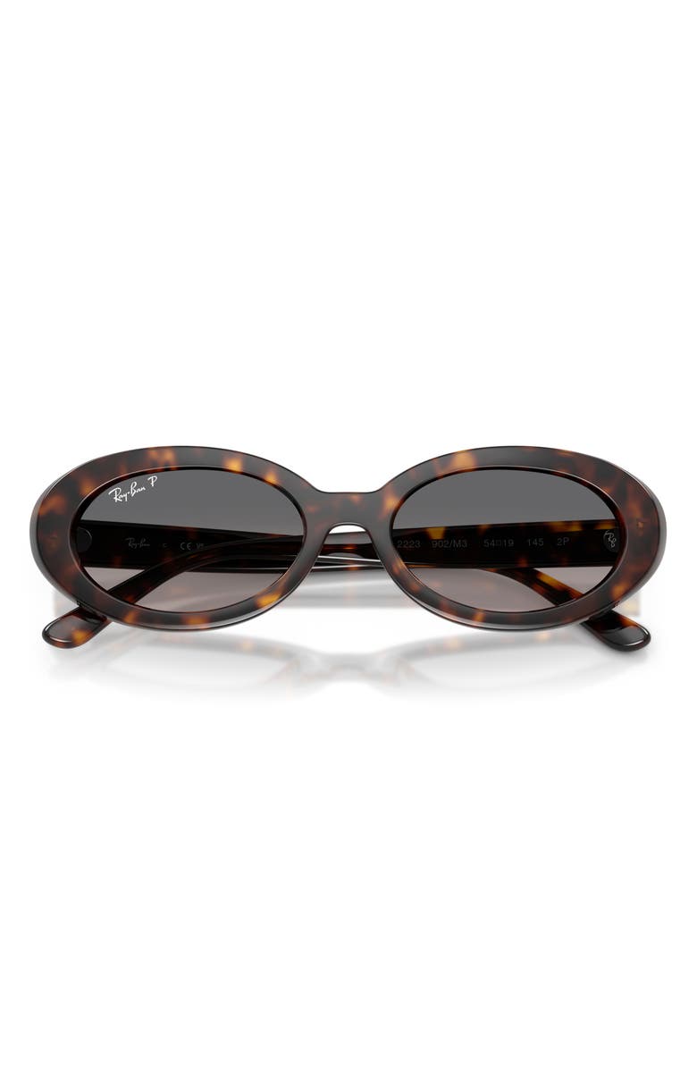 Ray-Ban 54mm Gradient Polarized Oval Sunglasses, Alternate, color, Havana / Grey Gradient Polar