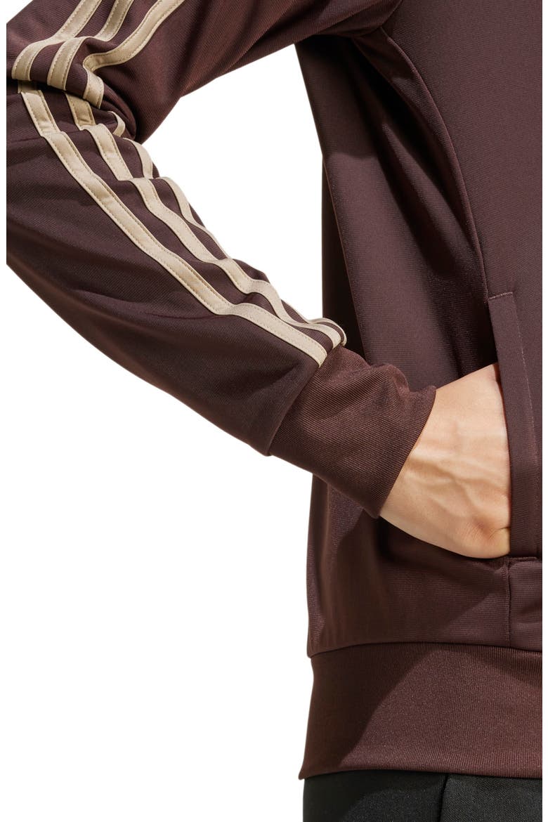 Essentials 3-Stripes Recycled Polyester Track Jacket, Alternate, color, SHADOW BROWN/ BLANCH CARGO