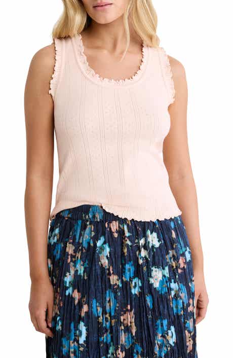 Ella Rib Lettuce Trim Cotton Pointelle Tank