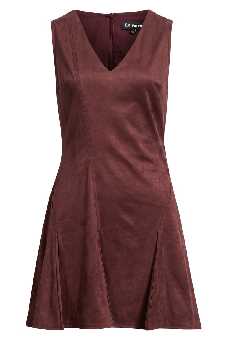 Nelly Faux Suede Minidress, Alternate, color, PLUM BROWN