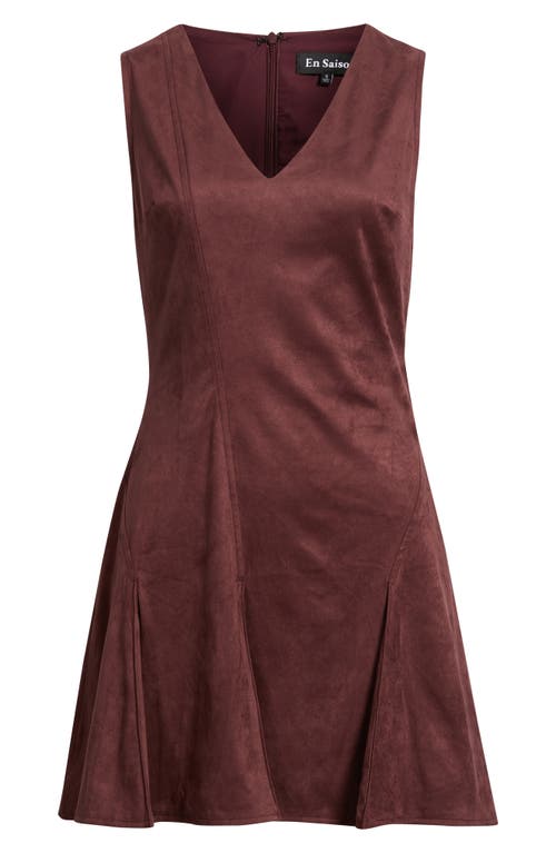En Saison Nelly Faux Suede Minidress In Burgundy
