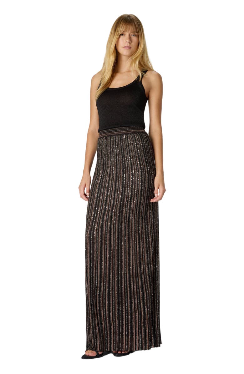Missoni Long Skirt With Lamé Stripes, Alternate, color, Black & Brown