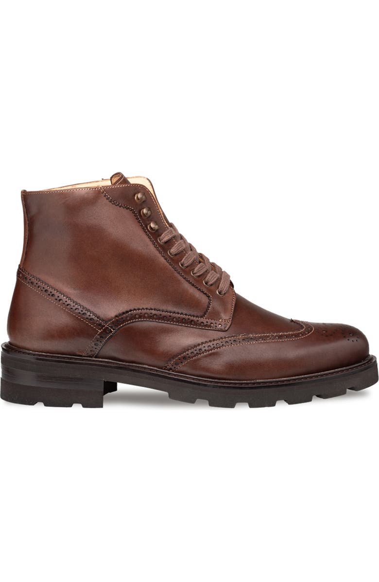 Mezlan Wingtip Lug Sole Boot, Alternate, color, Brown