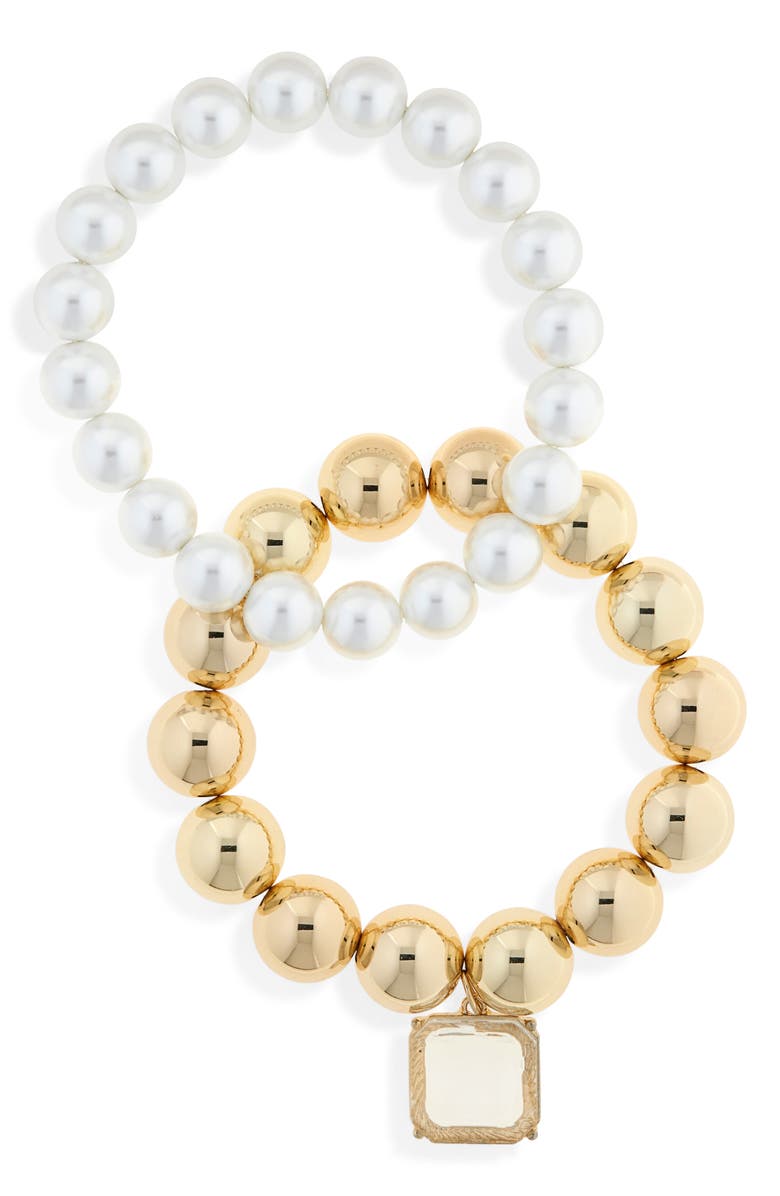 Nordstrom Set of 2 Expandable Bracelets, Main, color, Clear- White- Gold