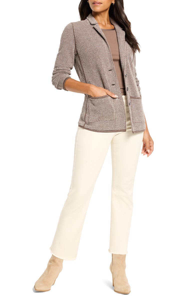 NIC+ZOE Pixel Knit Cotton Blend Blazer, Alternate, color, Brown Multi