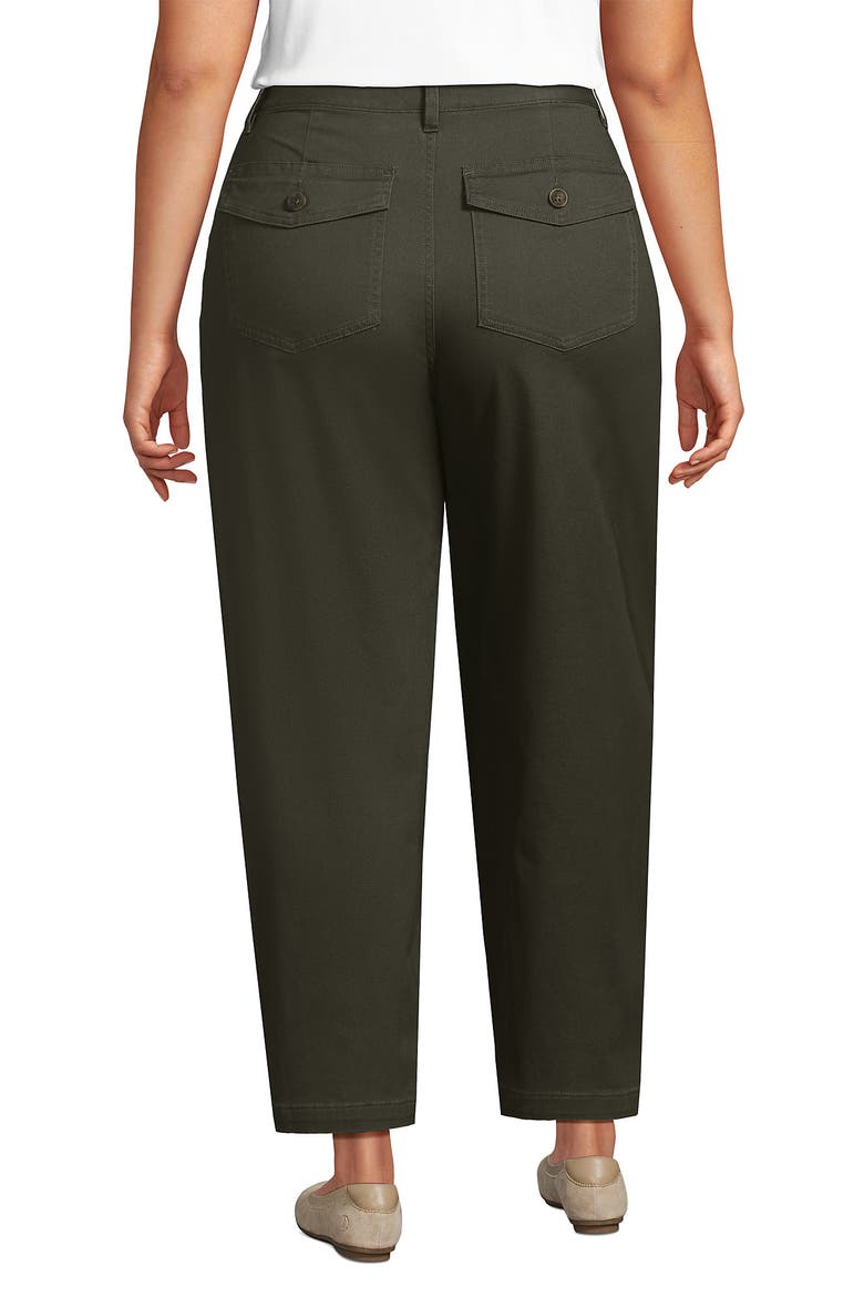 Plus Size Chino High Rise Barrel Leg Utility Ankle Pants, Alternate, color, Forest Moss