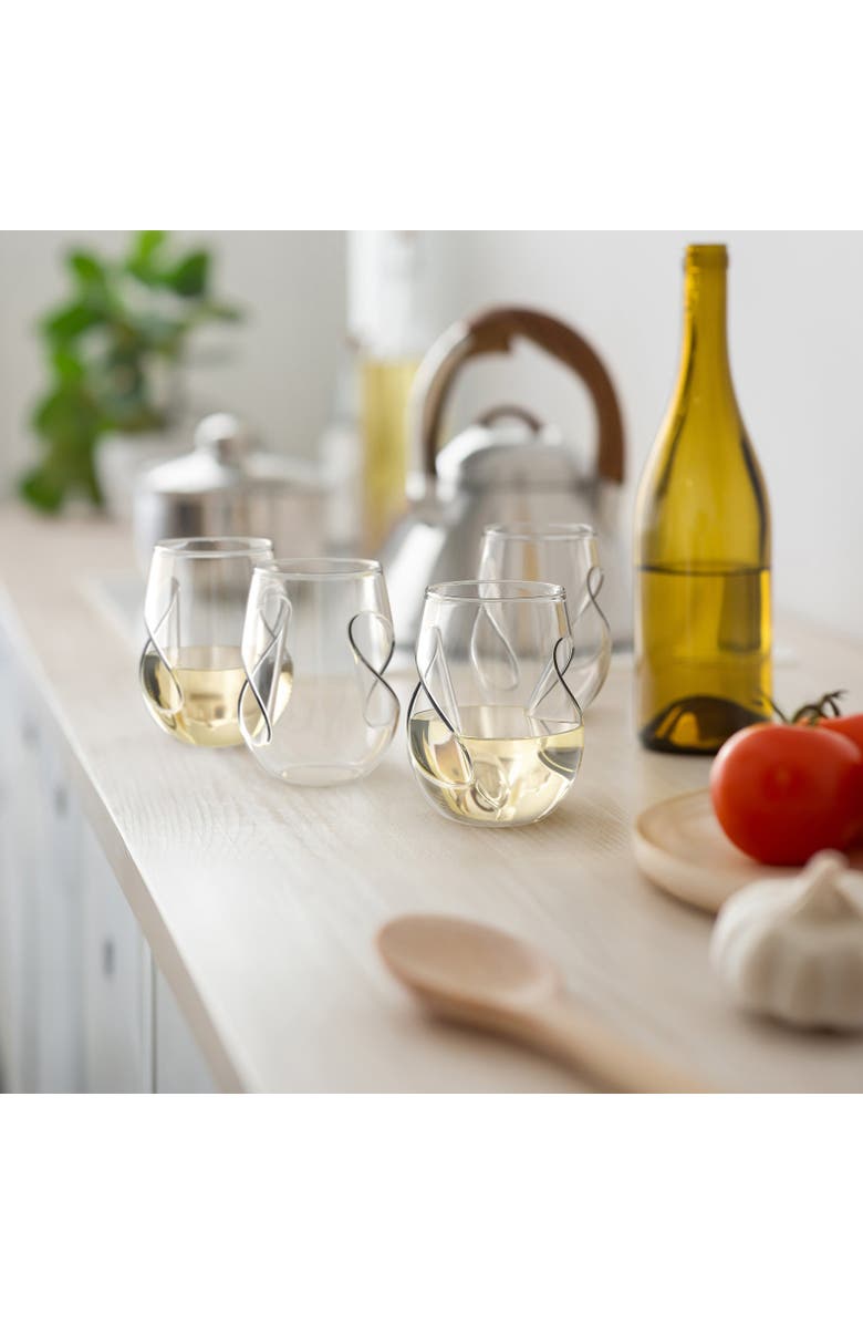 FINAL TOUCH Conundrum White Wine Glasses, Set of 4, Alternate, color, Clear