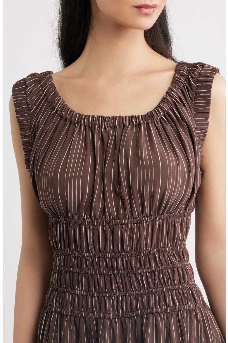 Anastasia Shirred Sleeveless Maxi Dress, Alternate, color, CHICORY STRIPE