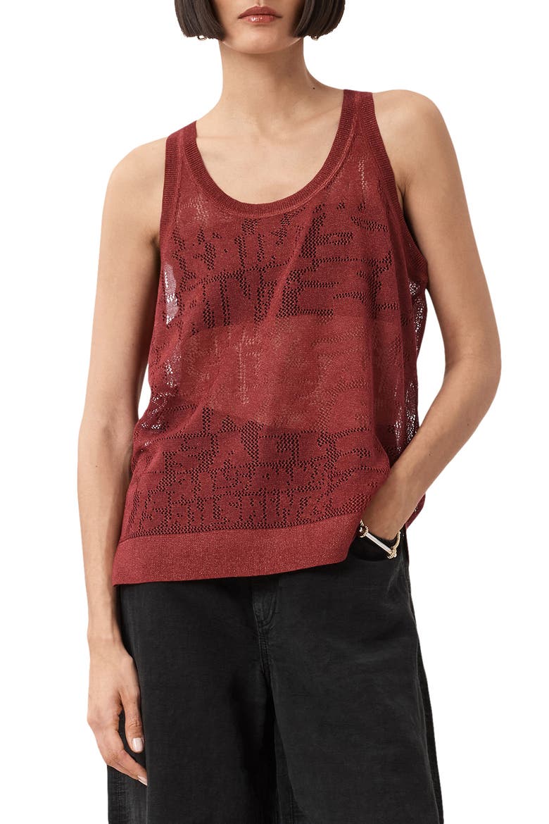 Kaito Open Stitch Tank, Main, color, ROSEWOOD RED