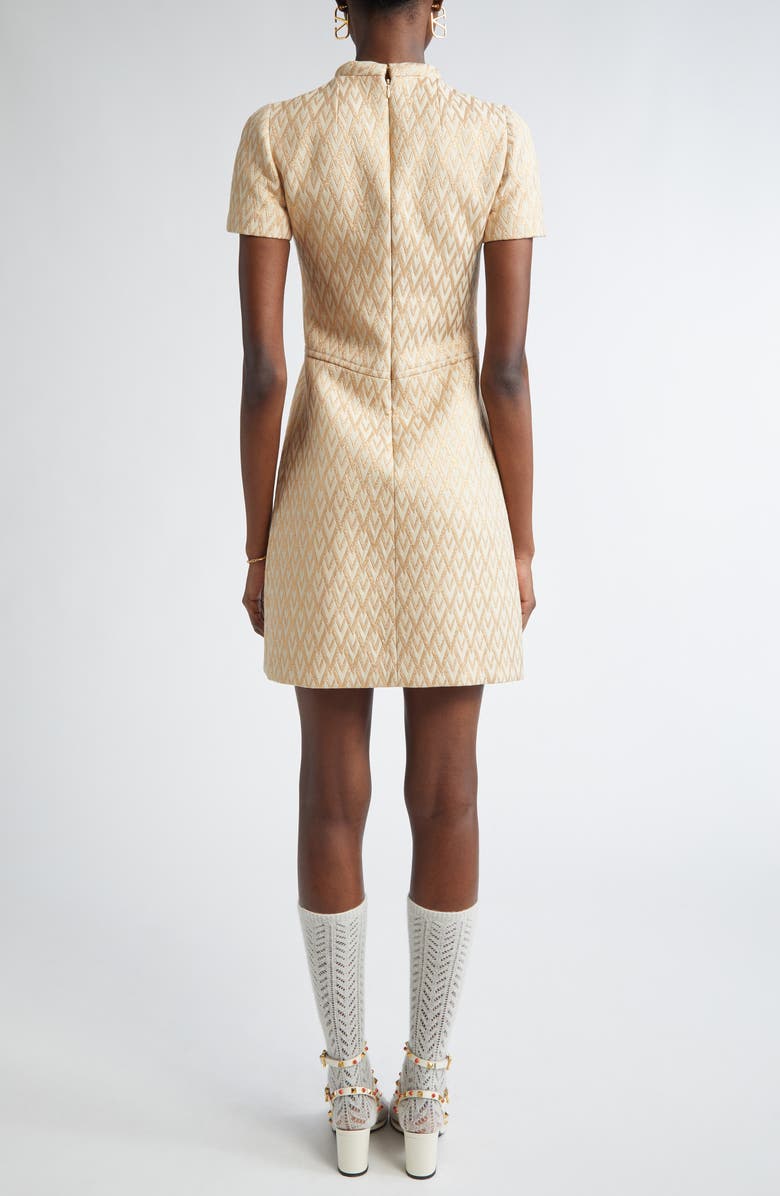 Valentino Garavani Toute la V Metallic Jacquard Minidress, Alternate, color, 