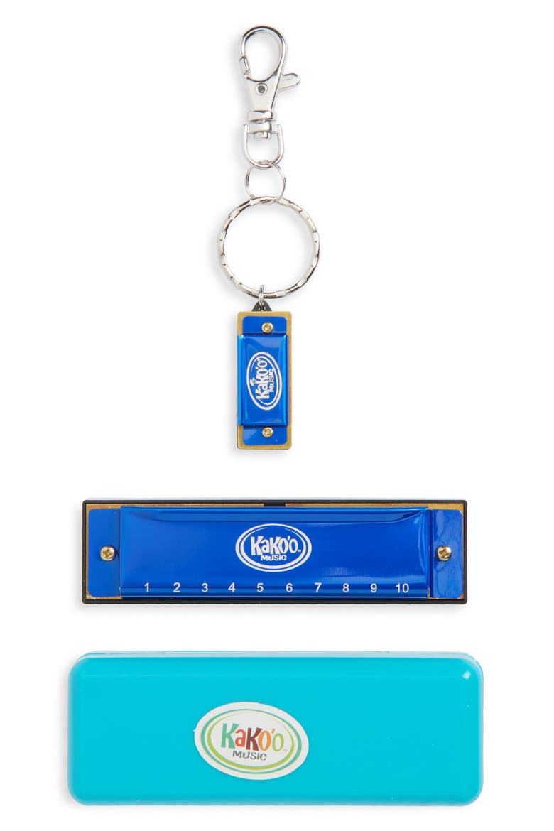 Harmonica & Mini Harmonica Keychain Set, Main, color, BLUE