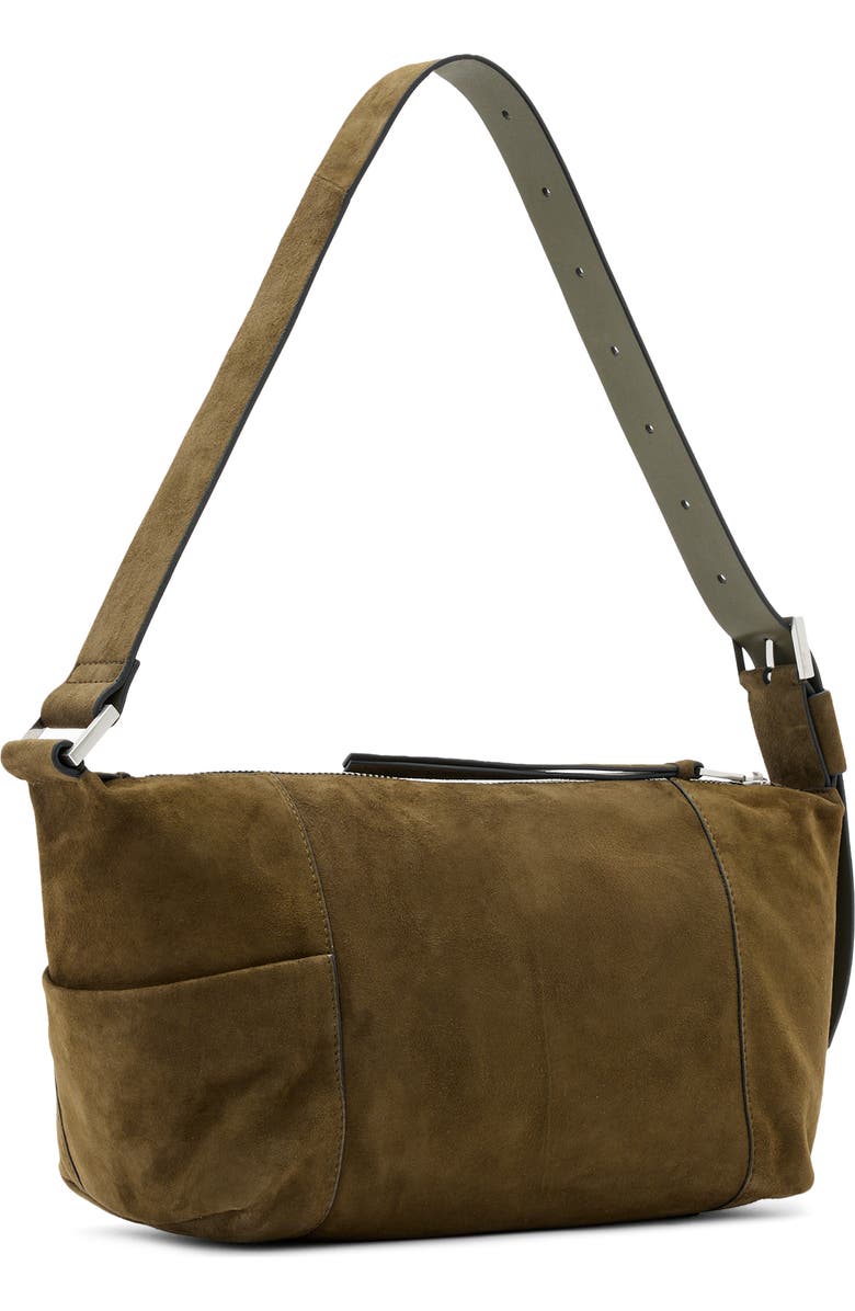 AllSaints Vega Suede Shoulder Bag, Alternate, color, Olive Green