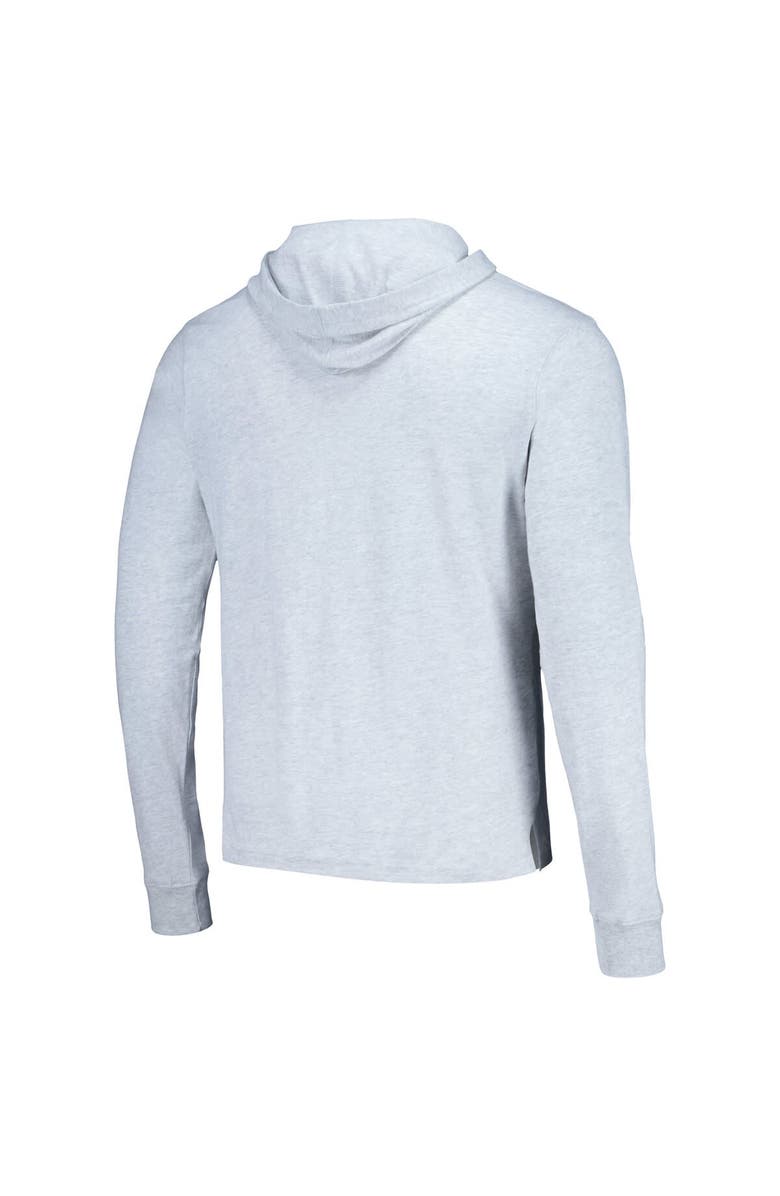 LEAGUE COLLEGIATE WEAR Men's League Collegiate Wear Ash Miami Hurricanes Team Stack Tumble Long Sleeve Hooded T-Shirt, Alternate, color,