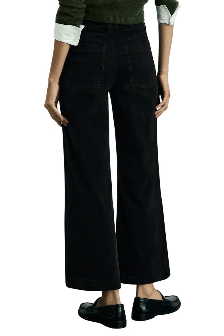 Catherin High Waist Wide Leg Culotte Corduroy Jeans, Alternate, color, BLACK