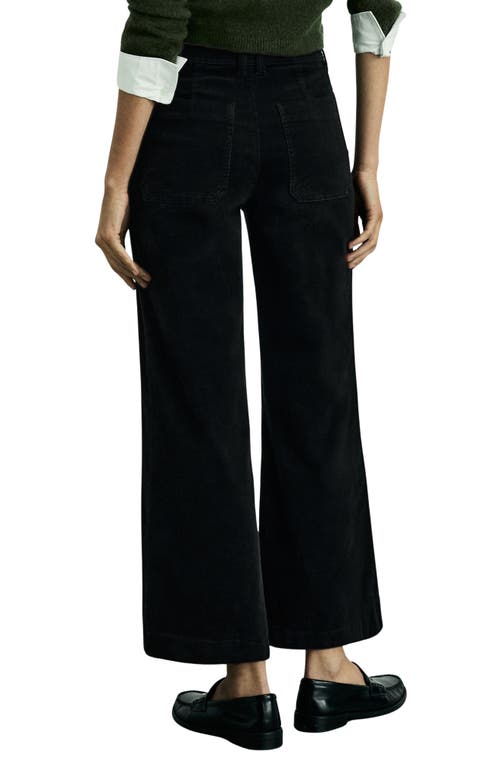 Shop Mango Catherin High Waist Wide Leg Culotte Corduroy Jeans In Black