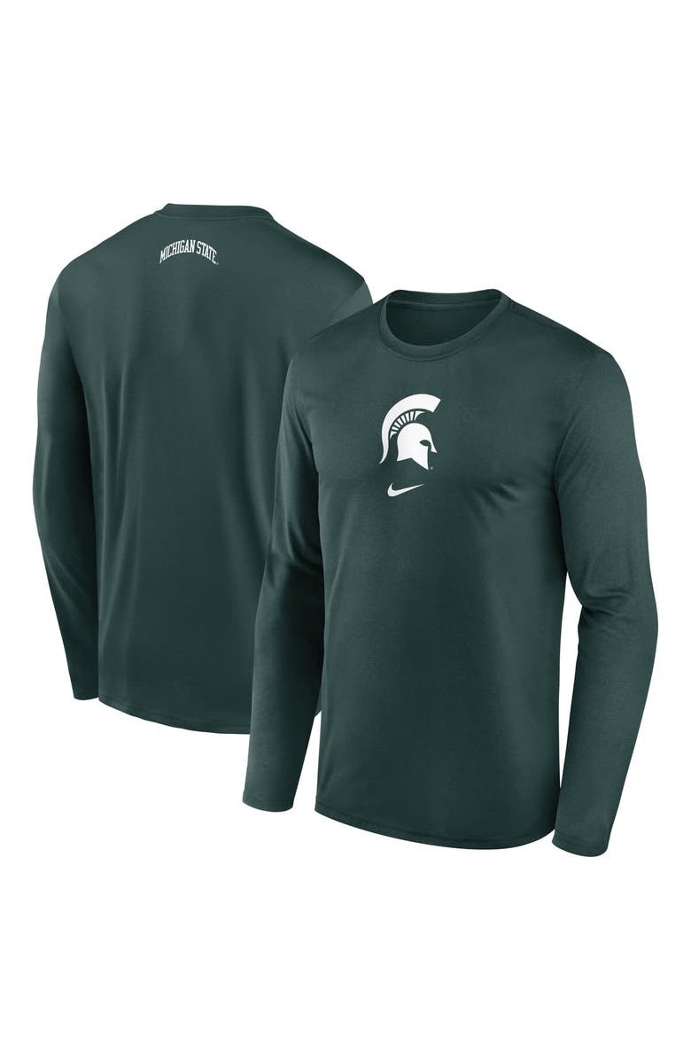 Nike Men's Nike Green Michigan State Spartans On-Court Basketball Shootaround Performance Long Sleeve T-Shirt, Main, color, Green