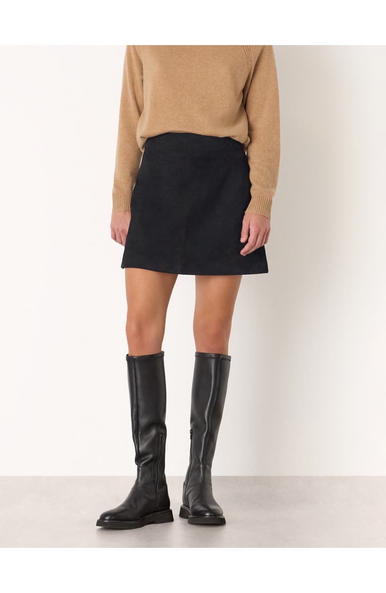 Whistles Suede A-Line Skirt, Main, color, Black