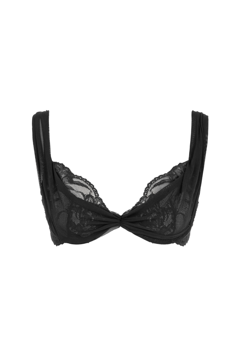 Balsia Bra - Luxury Lace Underwire Balconette Bra, Alternate, color, Black