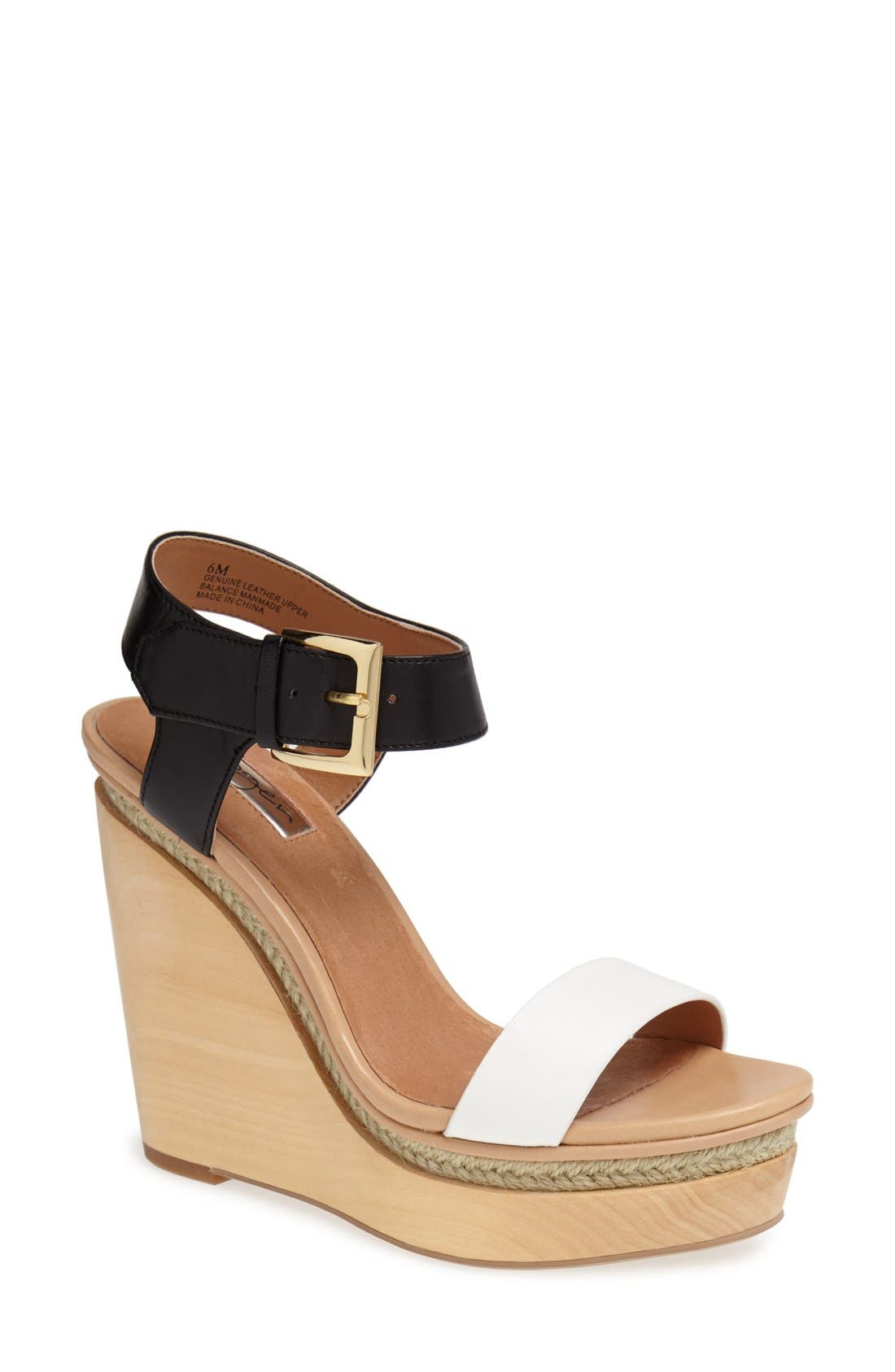 HALOGEN JANAE WEDGE SANDAL, Main, color, WHITE/BLACK