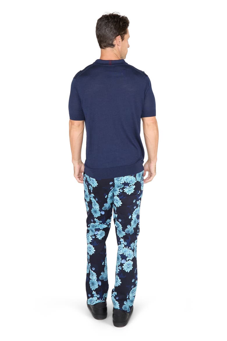 Jack Flat Front Stretch Sateen Pant, Alternate, color, Serious Floral Navy