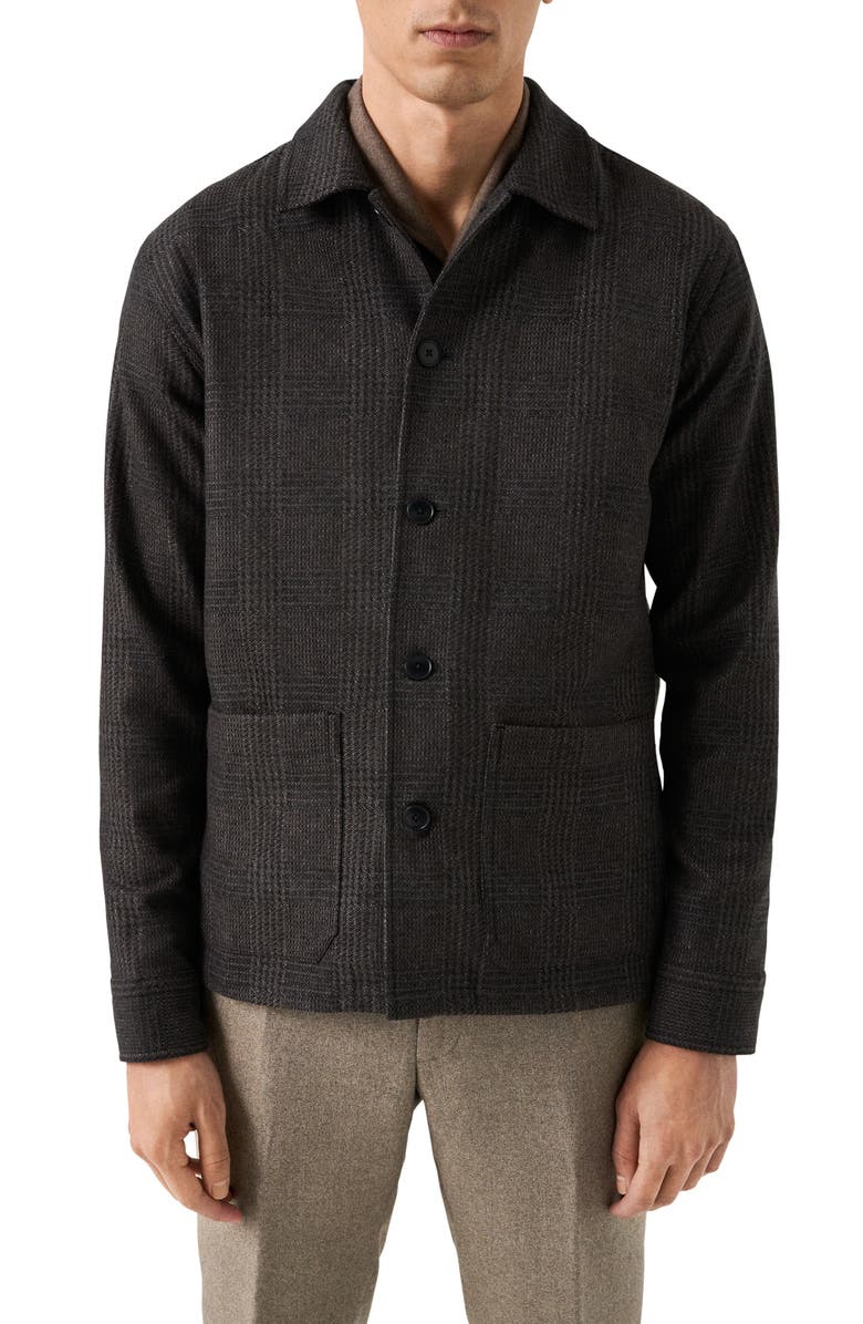 Eton Check Wool & Cashmere Jacket, Main, color, Dark Grey