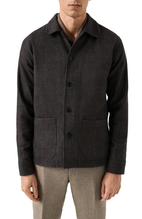 Check Wool & Cashmere Jacket