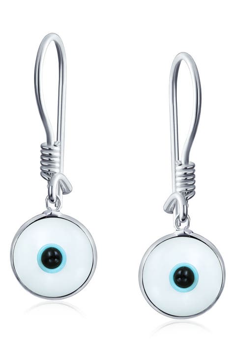 Sterling Silver Evil Eye Drop Earrings