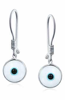 BLING JEWELRY Sterling Silver Evil Eye Drop Earrings