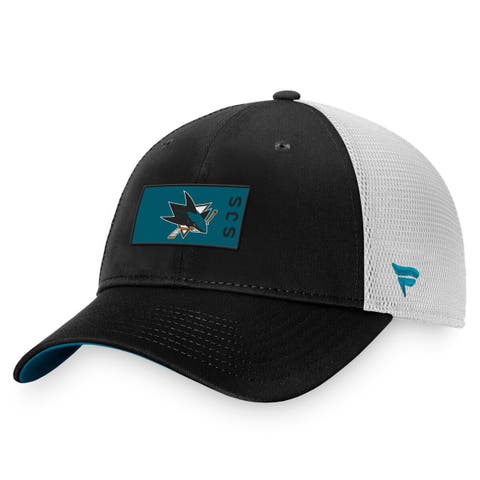 Men's Fanatics Branded Black/White San Jose Sharks Authentic Pro Rink Trucker Snapback Hat