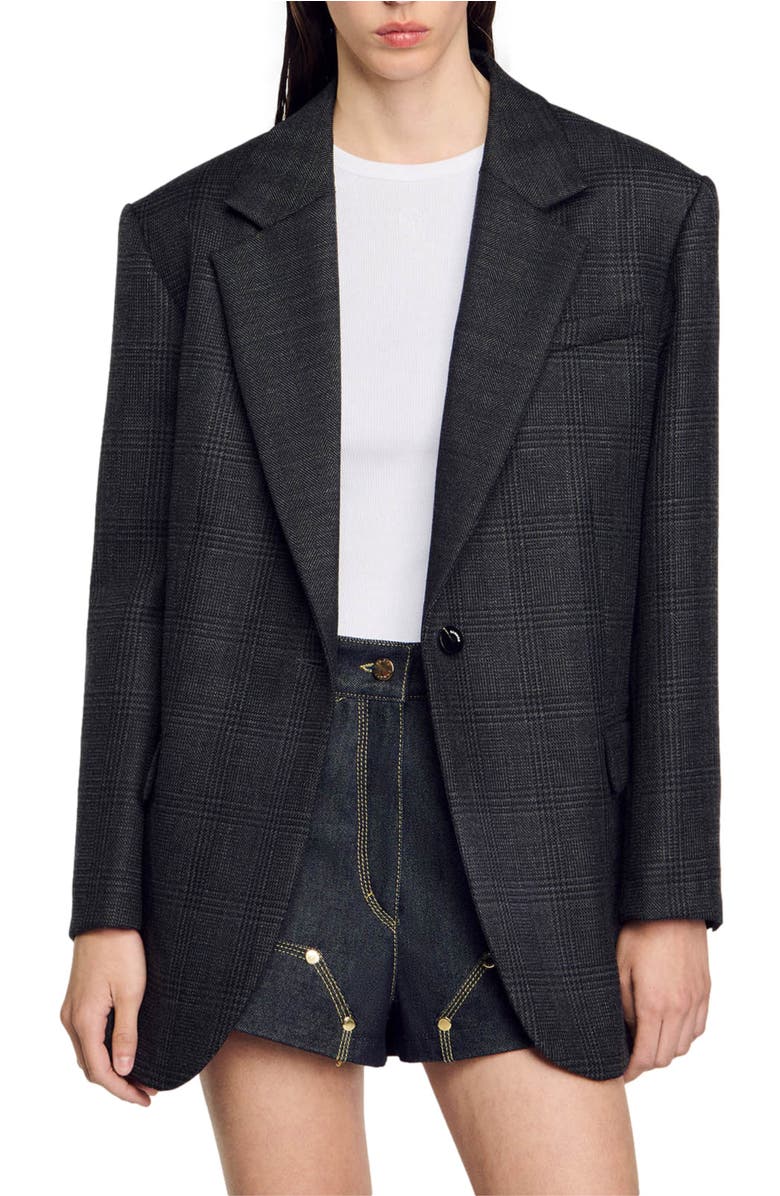SANDRO Checked suit jacket, Main, color,