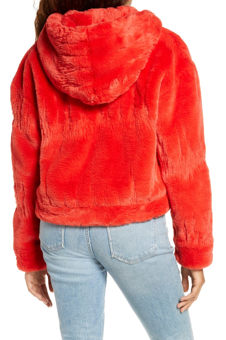 Mandy Faux Fur Hooded Jacket, Alternate, color, BLAZE