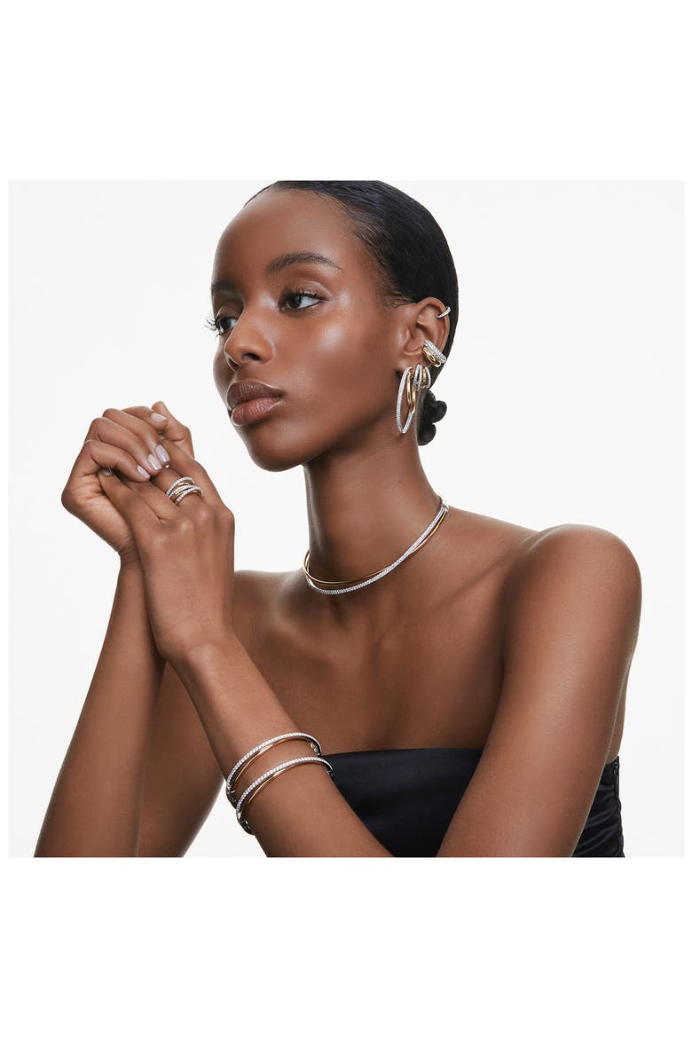 Matrix Mini Hoop Earrings, Alternate, color, WHITE/ SILVER